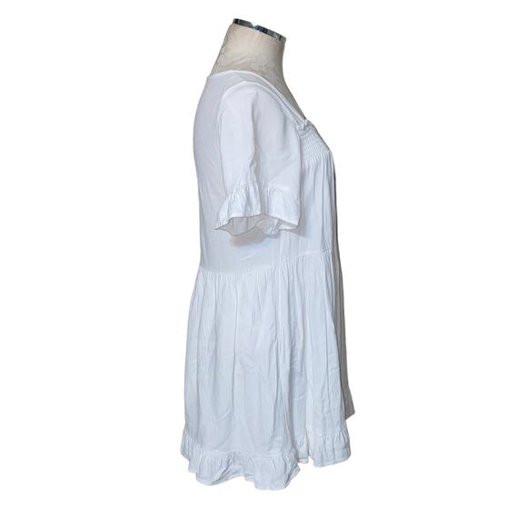 Princess Polly White Linen Blend Square Neck Babydoll Mini Dress Size 8 - Picture 2 of 7